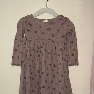 Kate Quinn Lavender Kids Dress with Leaf Pattern